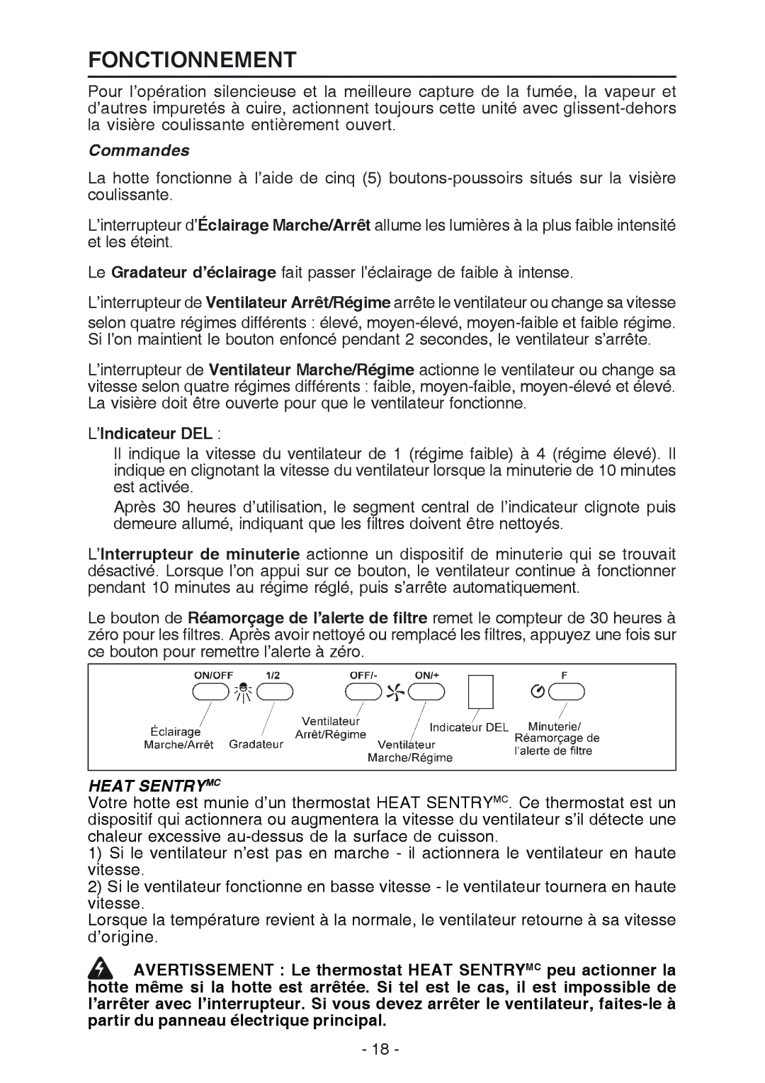 Best U102E manual Fonctionnement, Commandes, ’Indicateur DEL 