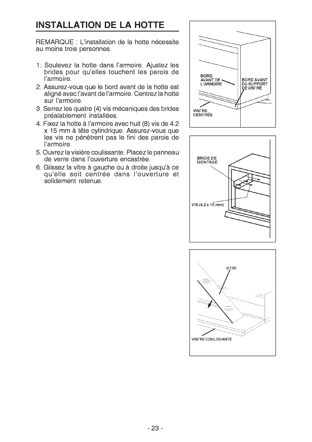 Best U102E manual Installation DE LA Hotte 