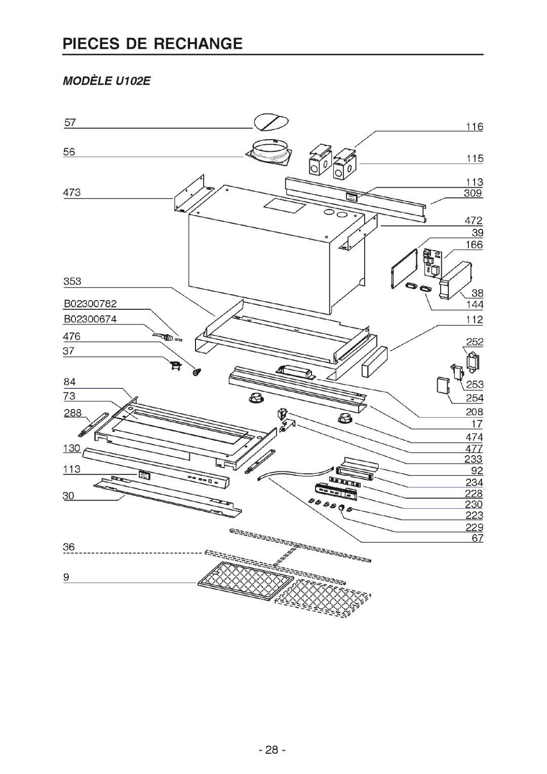 Best U102E manual Pieces DE Rechange 