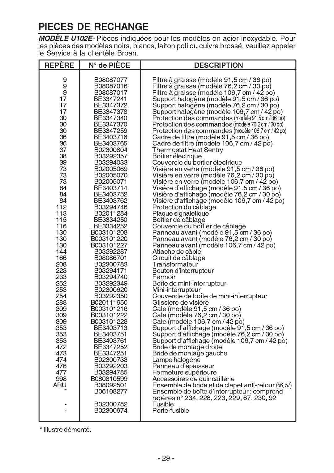 Best U102E manual De Pièce 