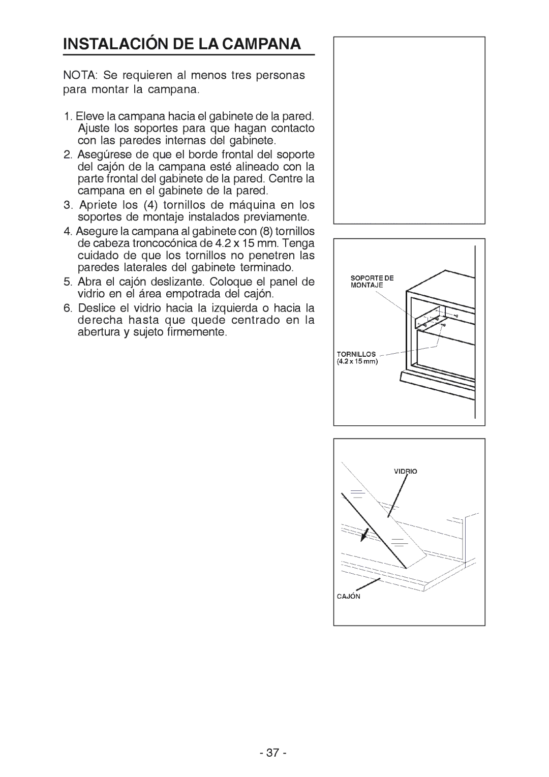 Best U102E manual Instalación DE LA Campana 