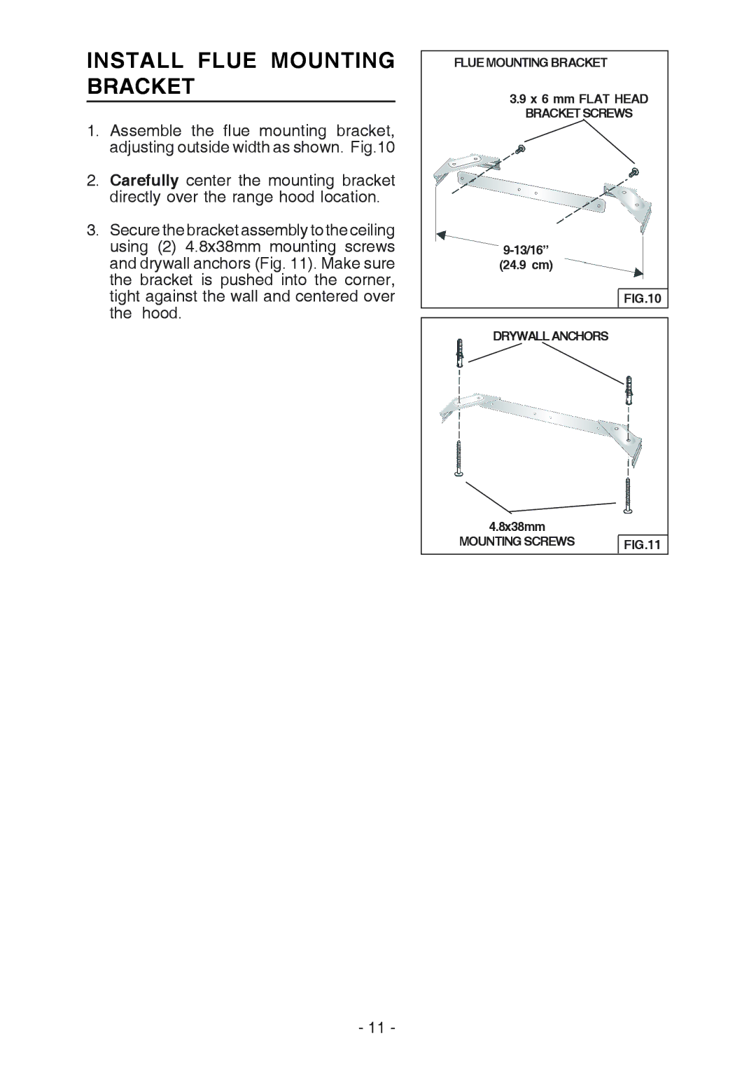 Best WC26E manual Install Flue Mounting Bracket, Mounting Screws 