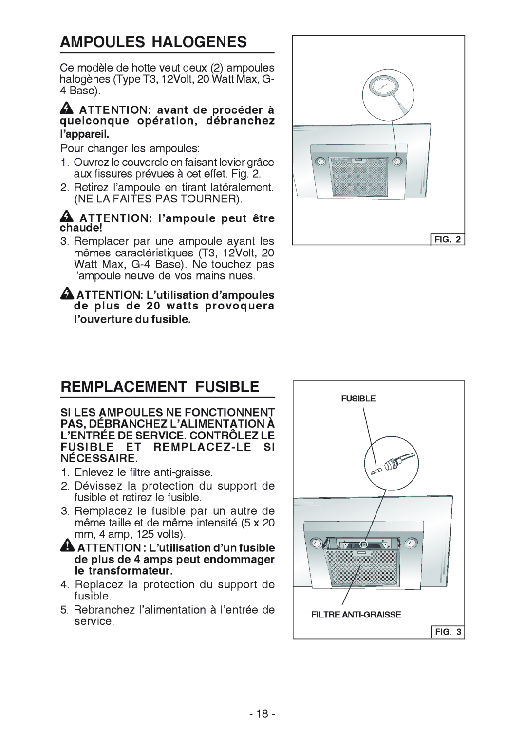 Best WC26E manual Ampoules Halogenes, Remplacement Fusible, ’appareil, ’ouverture du fusible 