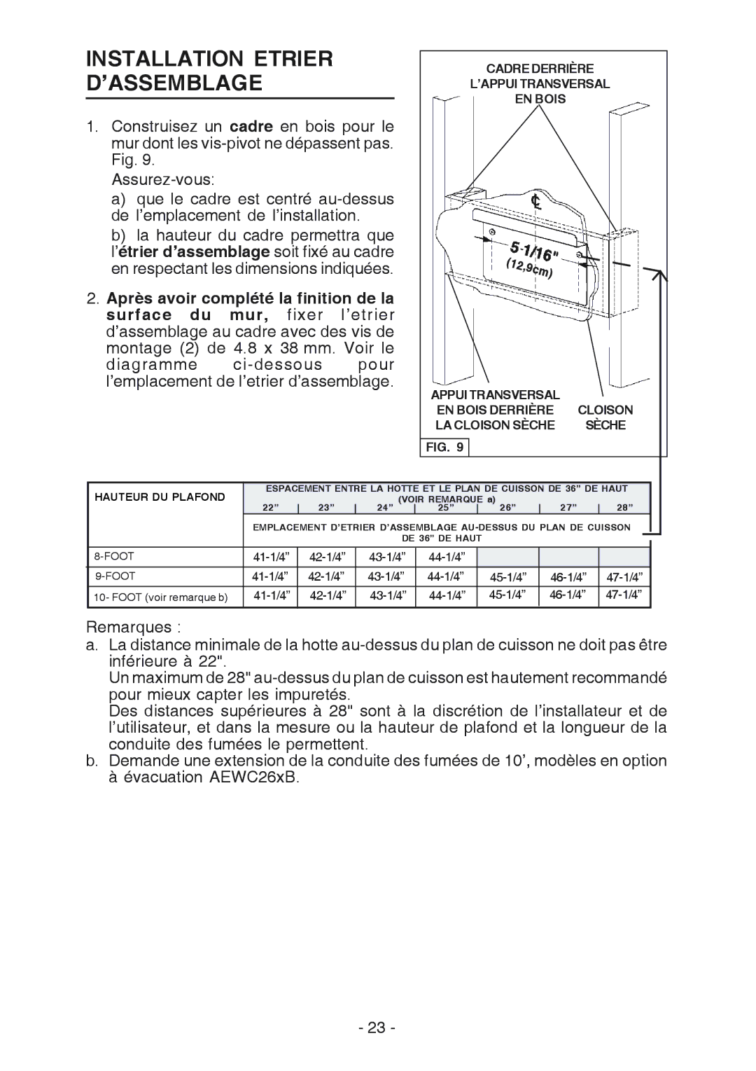 Best WC26E manual Installation Etrier D’ASSEMBLAGE, Cadre Derrière, ’APPUI Transversal, EN Bois 