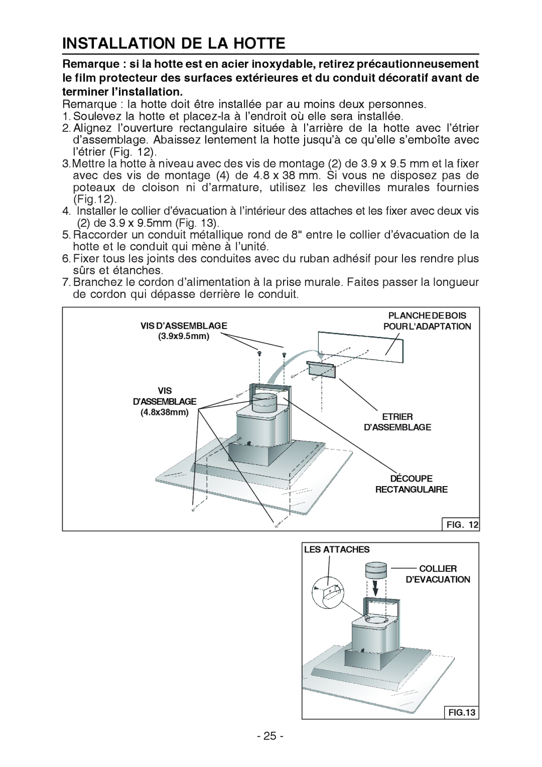 Best WC26E manual Installation DE LA Hotte 