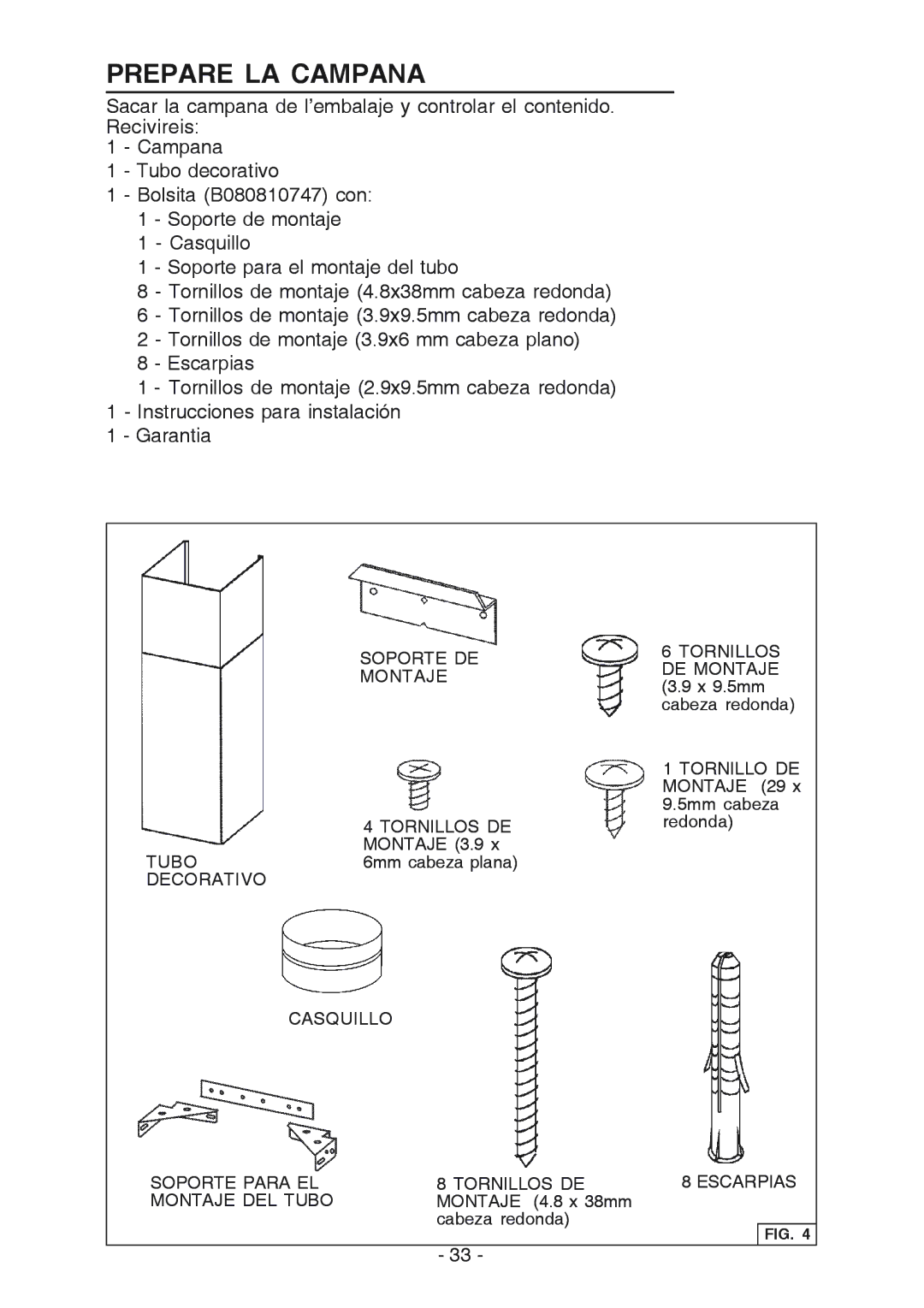 Best WC26E manual Prepare LA Campana, Decorativo 