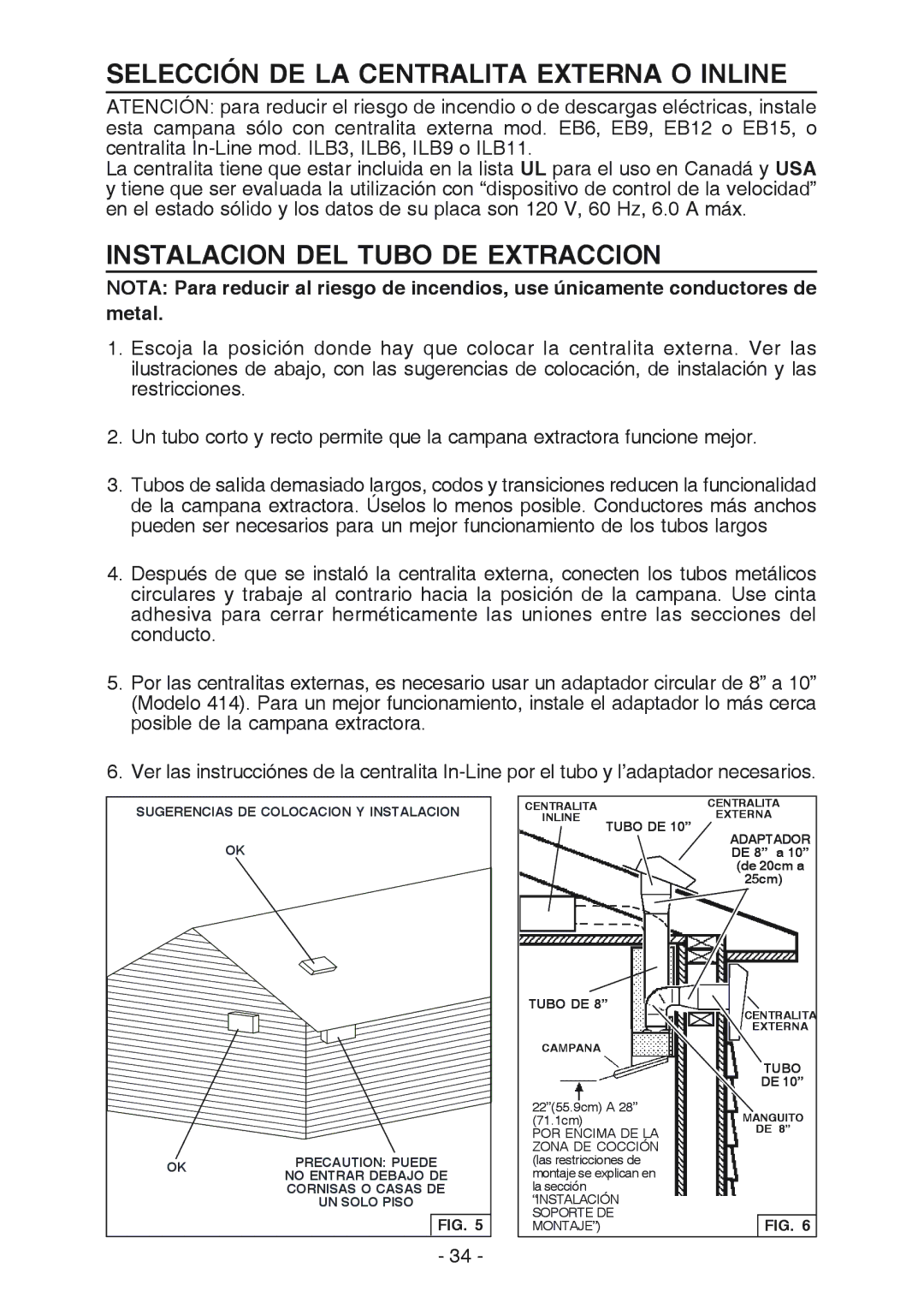 Best WC26E manual Selección DE LA Centralita Externa O Inline, Instalacion DEL Tubo DE Extraccion 