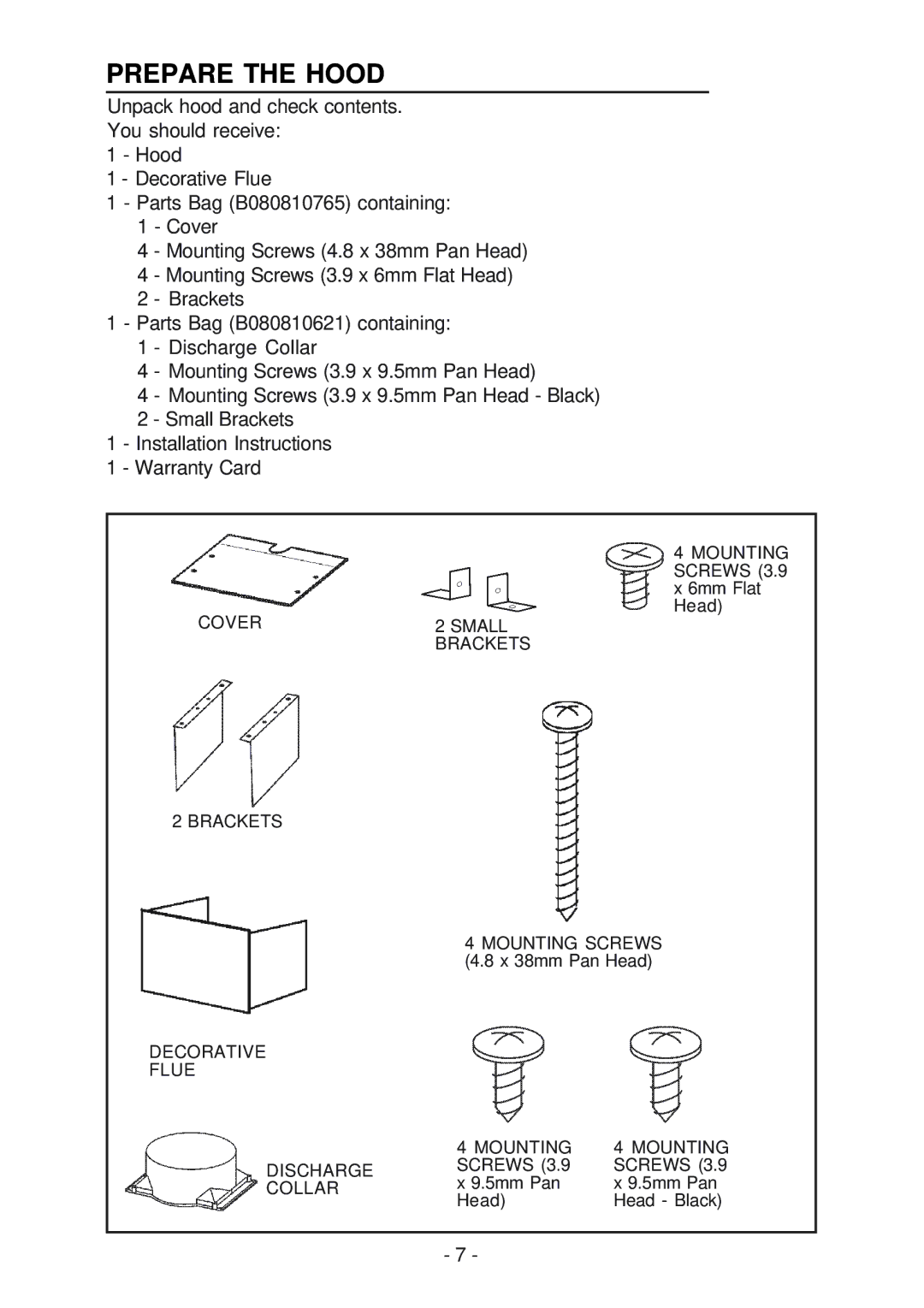 Best WM24E manual Prepare the Hood 