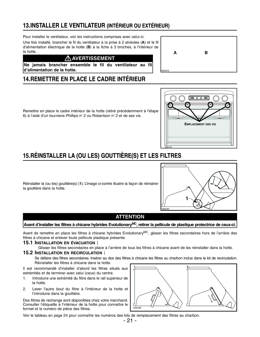 Best WP29M 15.RÉINSTALLER LA OU LES Gouttières ET LES Filtres, Installer LE Ventilateur Intérieur OU Extérieur 