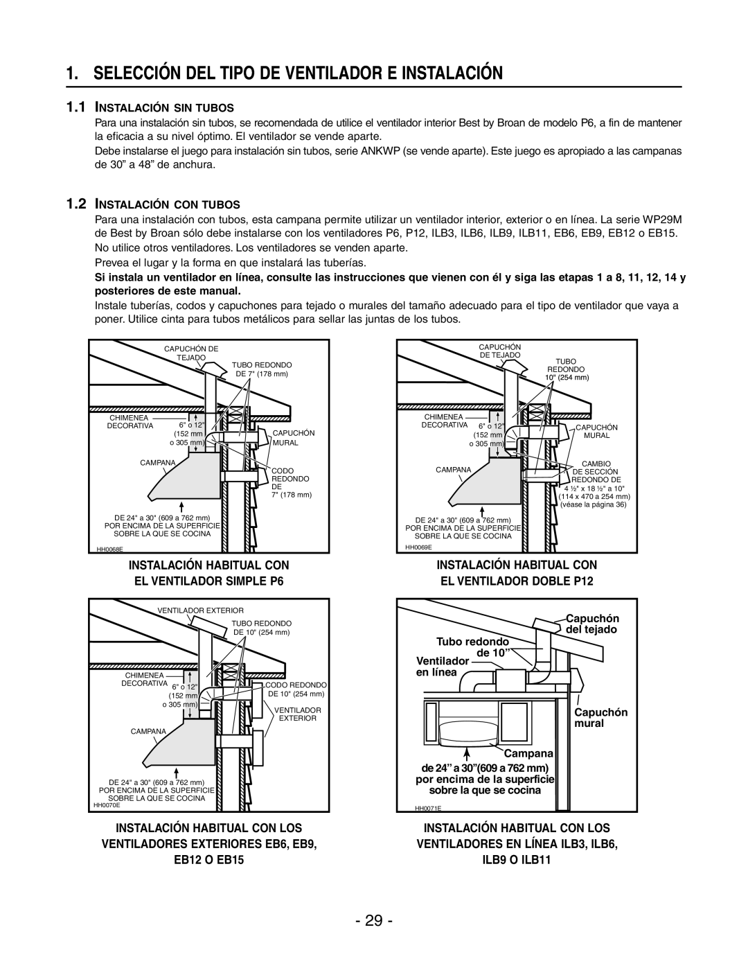 Best WP29M installation instructions Selección DEL Tipo DE Ventilador E Instalación 