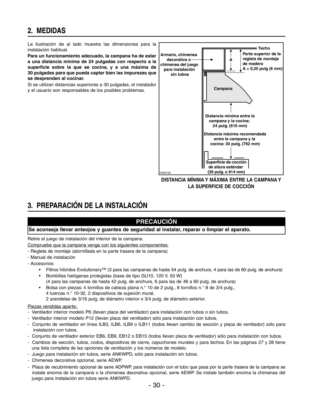 Best WP29M installation instructions Medidas, Preparación DE LA Instalación 