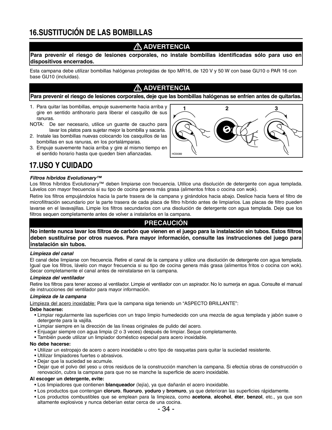 Best WP29M installation instructions Sustitución DE LAS Bombillas, USO Y Cuidado 