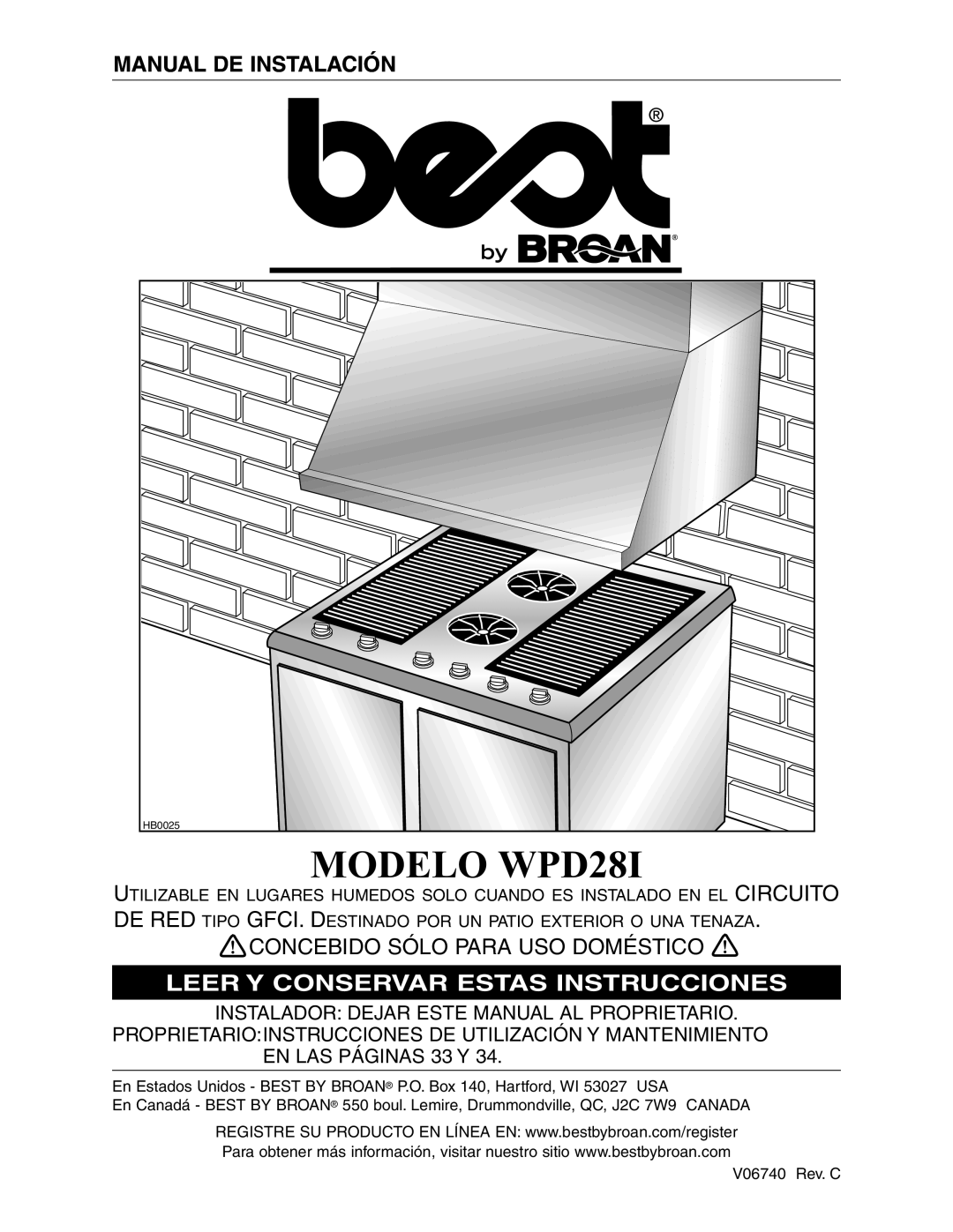 Best installation instructions Modelo WPD28I 