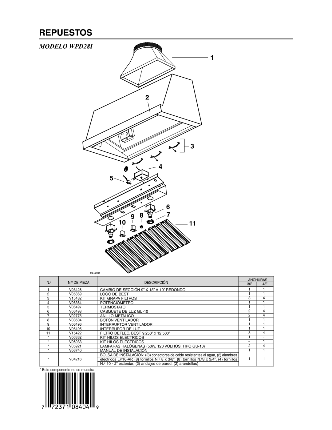 Best installation instructions Repuestos, Modelo WPD28I 