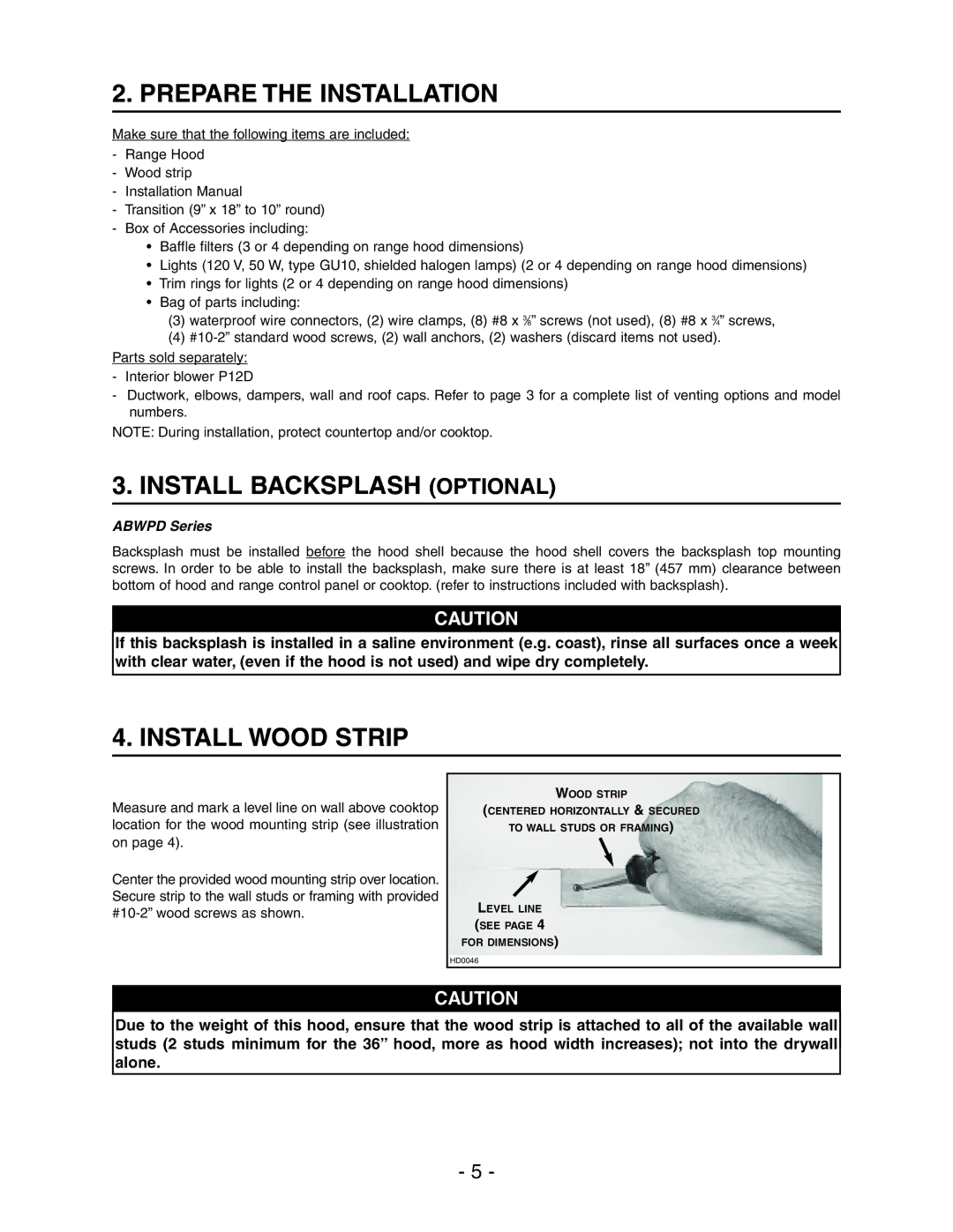 Best WPD28I installation instructions Prepare the Installation, Install Backsplash Optional, Install Wood Strip 