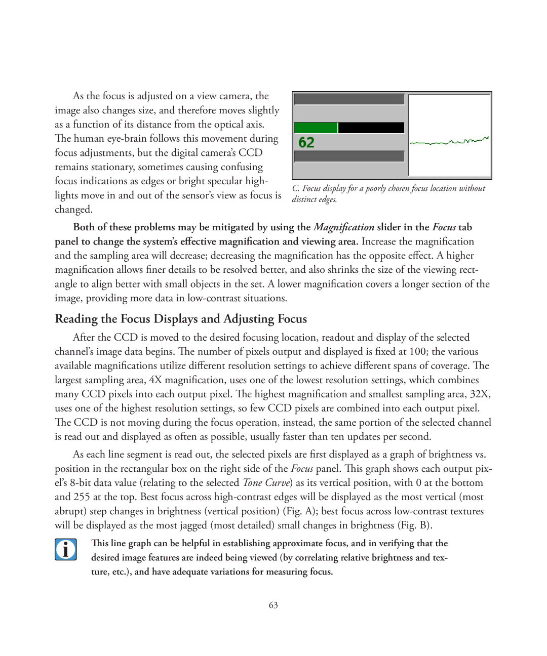 Better Light 7 manual Reading the Focus Displays and Adjusting Focus 