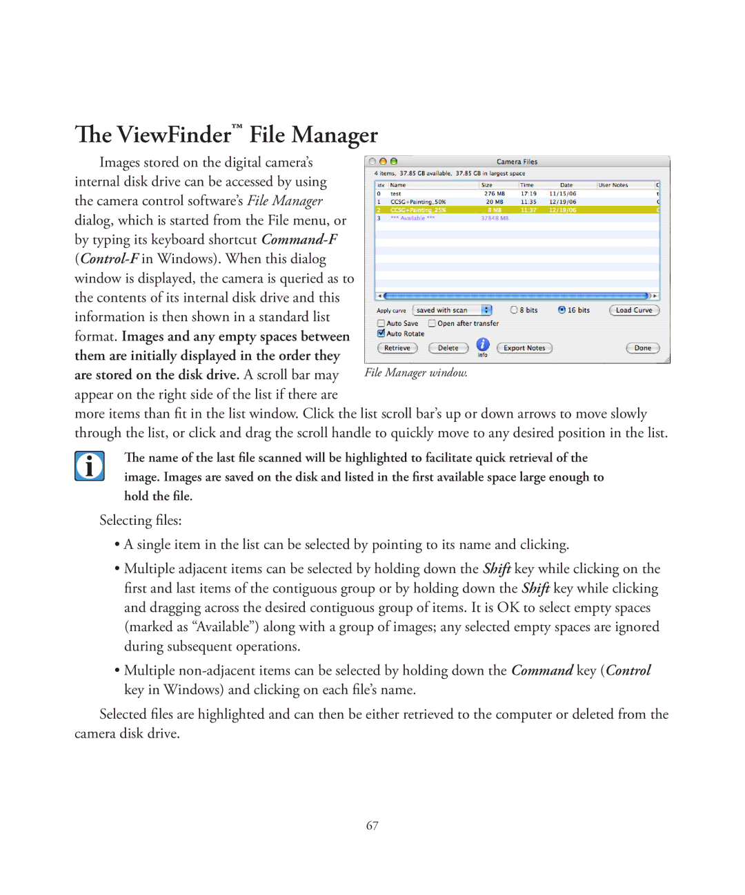 Better Light 7 manual ViewFinder File Manager 