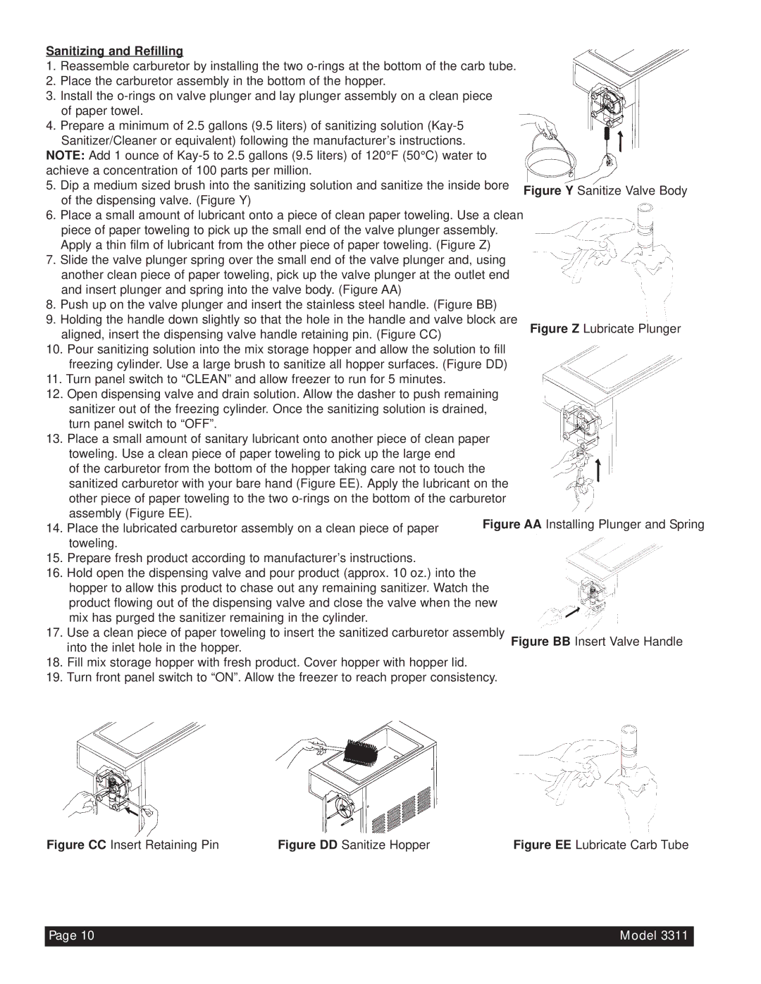 Beverage-Air 3311 manual Sanitizing and Refilling, Figure CC Insert Retaining Pin 