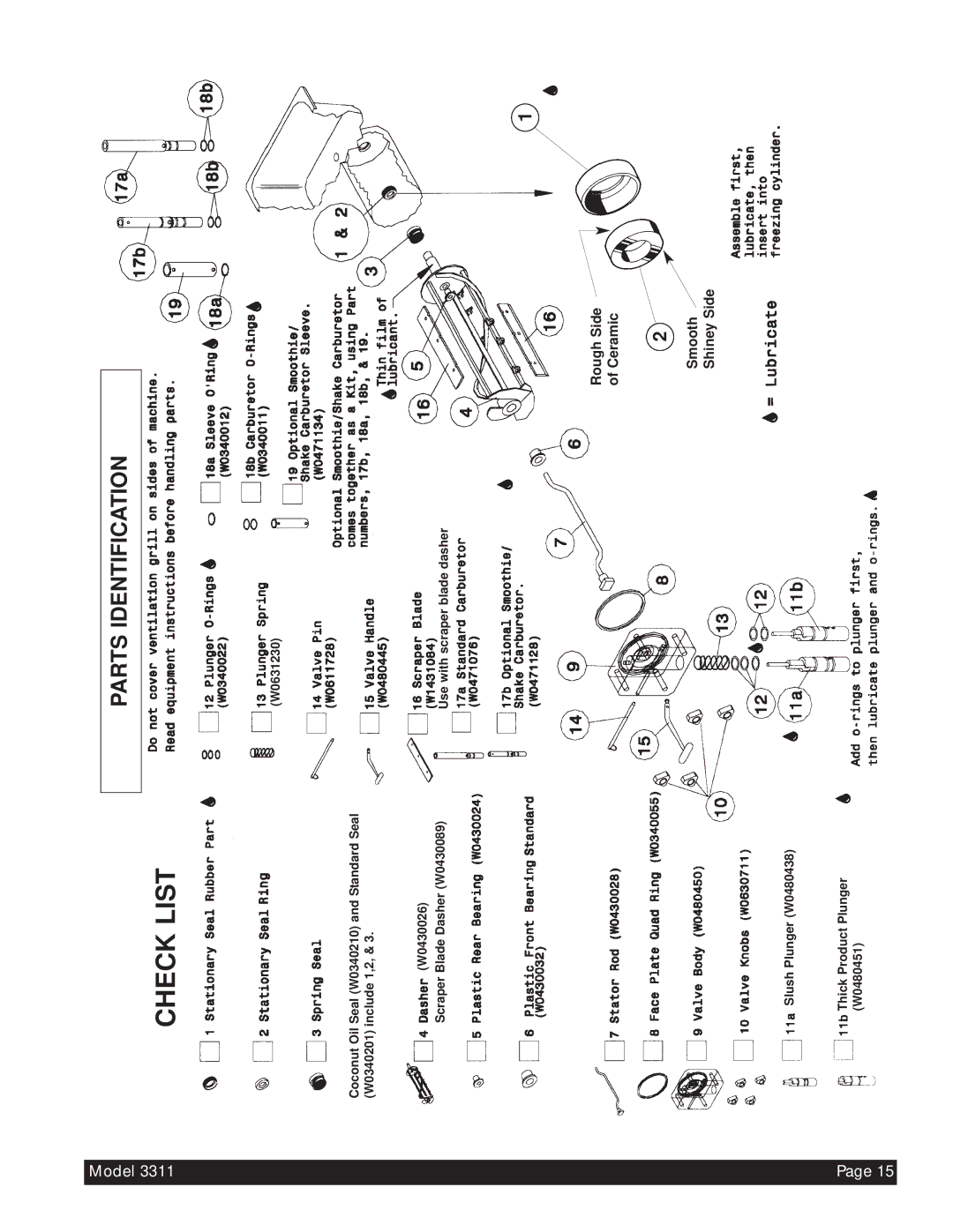 Beverage-Air 3311 manual Check List 