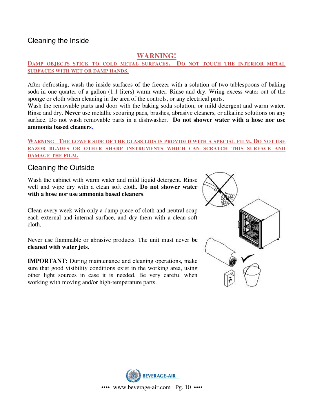 Beverage-Air CF-3 operation manual Cleaning the Inside 