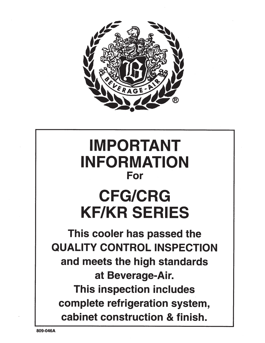 Beverage-Air CRG manual 