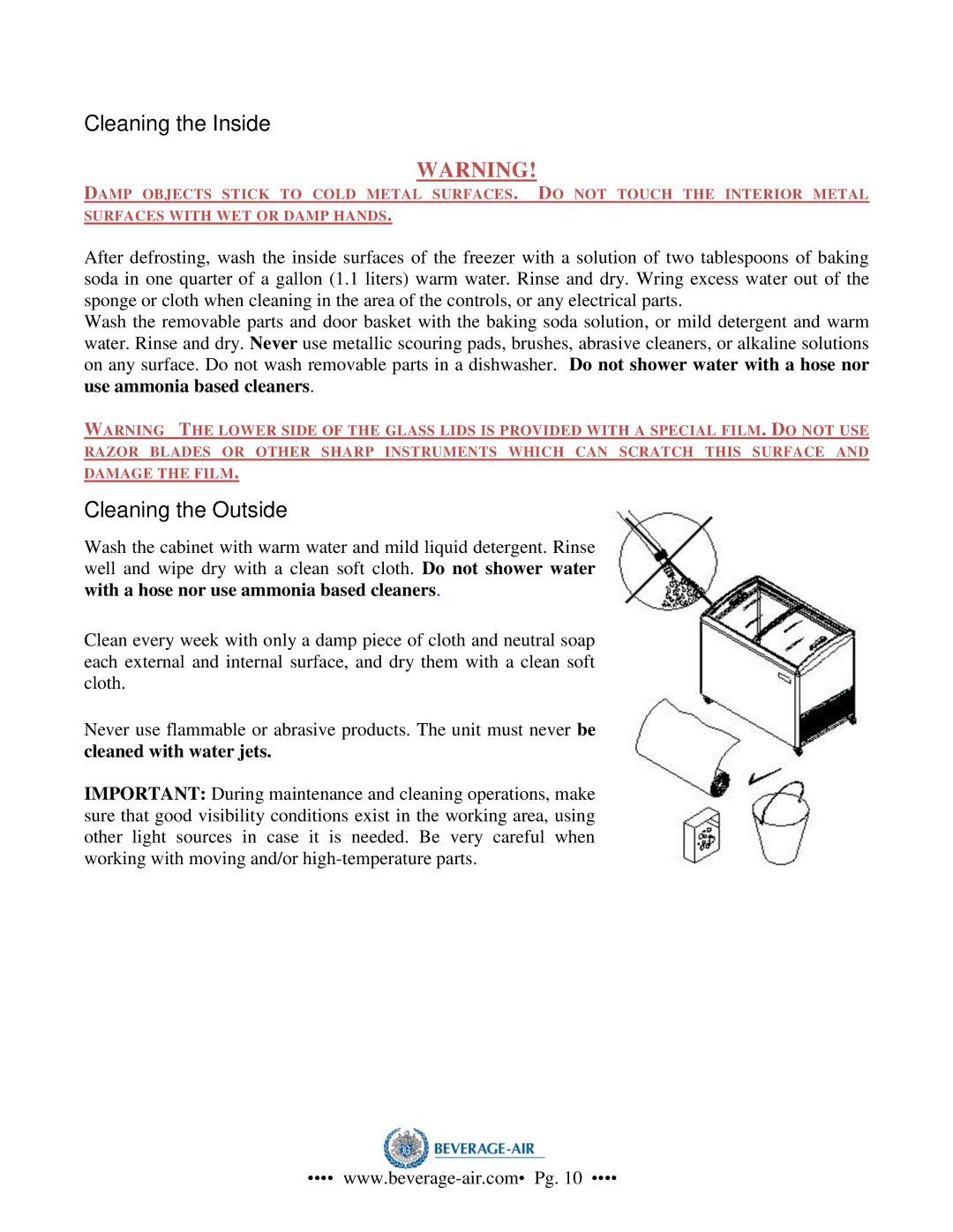 Beverage-Air NC49, NC33, NC41, NC27 operation manual Cleaning the Inside 