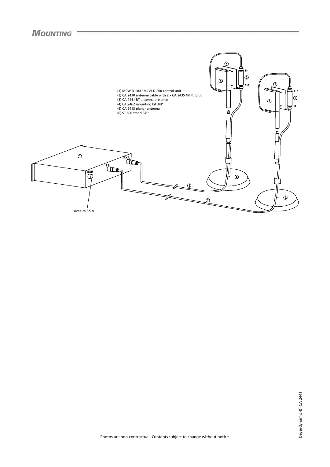 Beyerdynamic CA 2441 RT, CA 2441 T technical specifications Mounting 