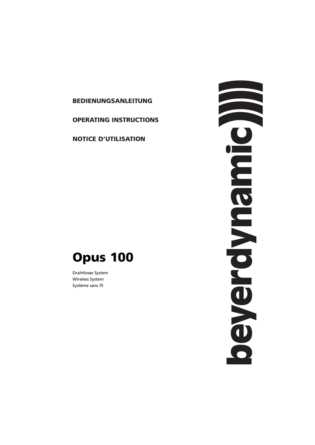 Beyerdynamic Opus 100 operating instructions 