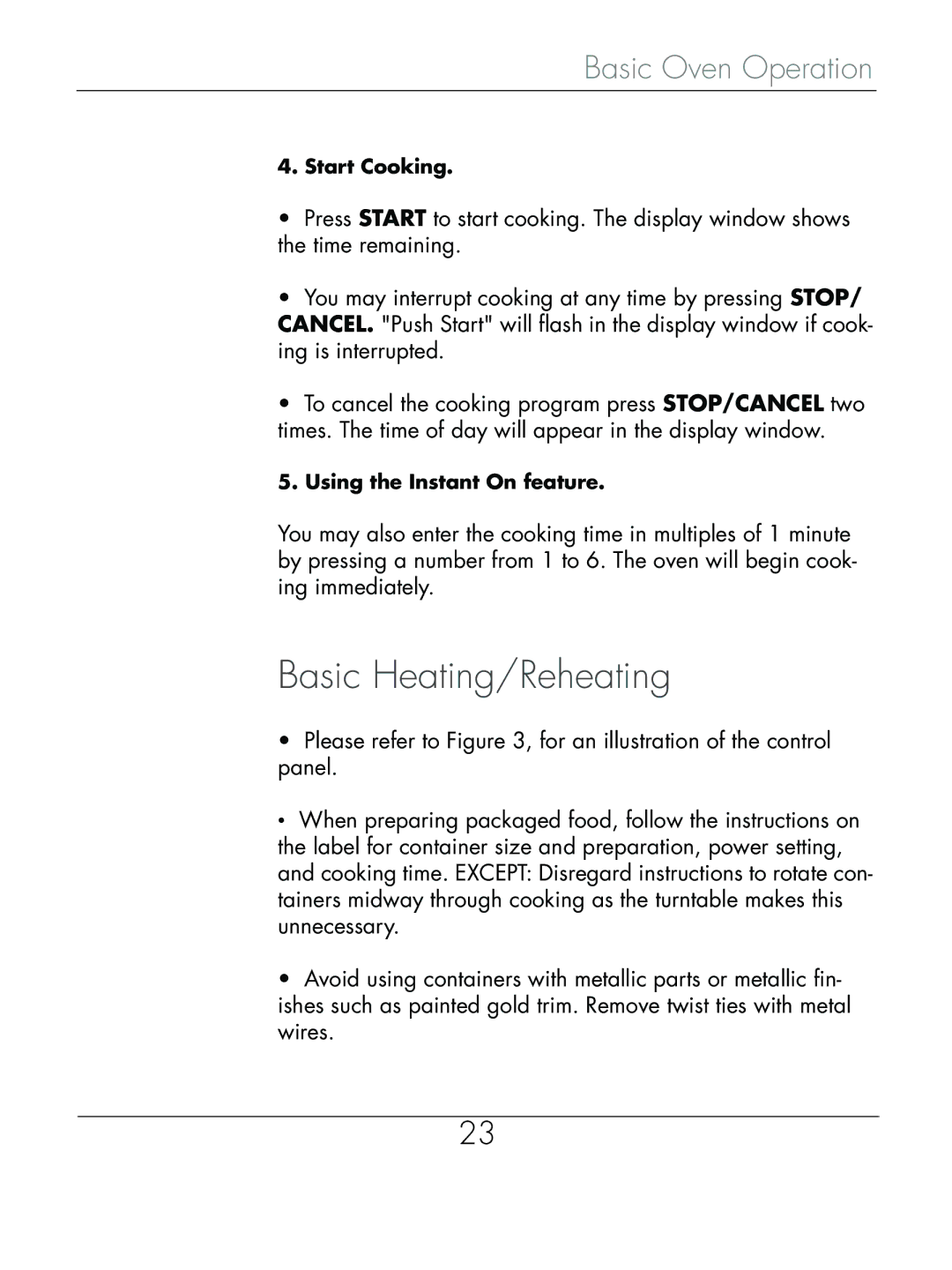 Beyond Microwace Oven manual Basic Heating/Reheating, Basic Oven Operation 