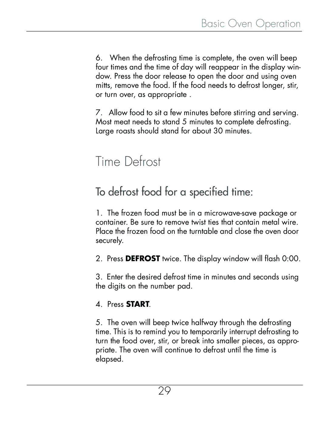 Beyond Microwace Oven manual Time Defrost, To defrost food for a specified time 