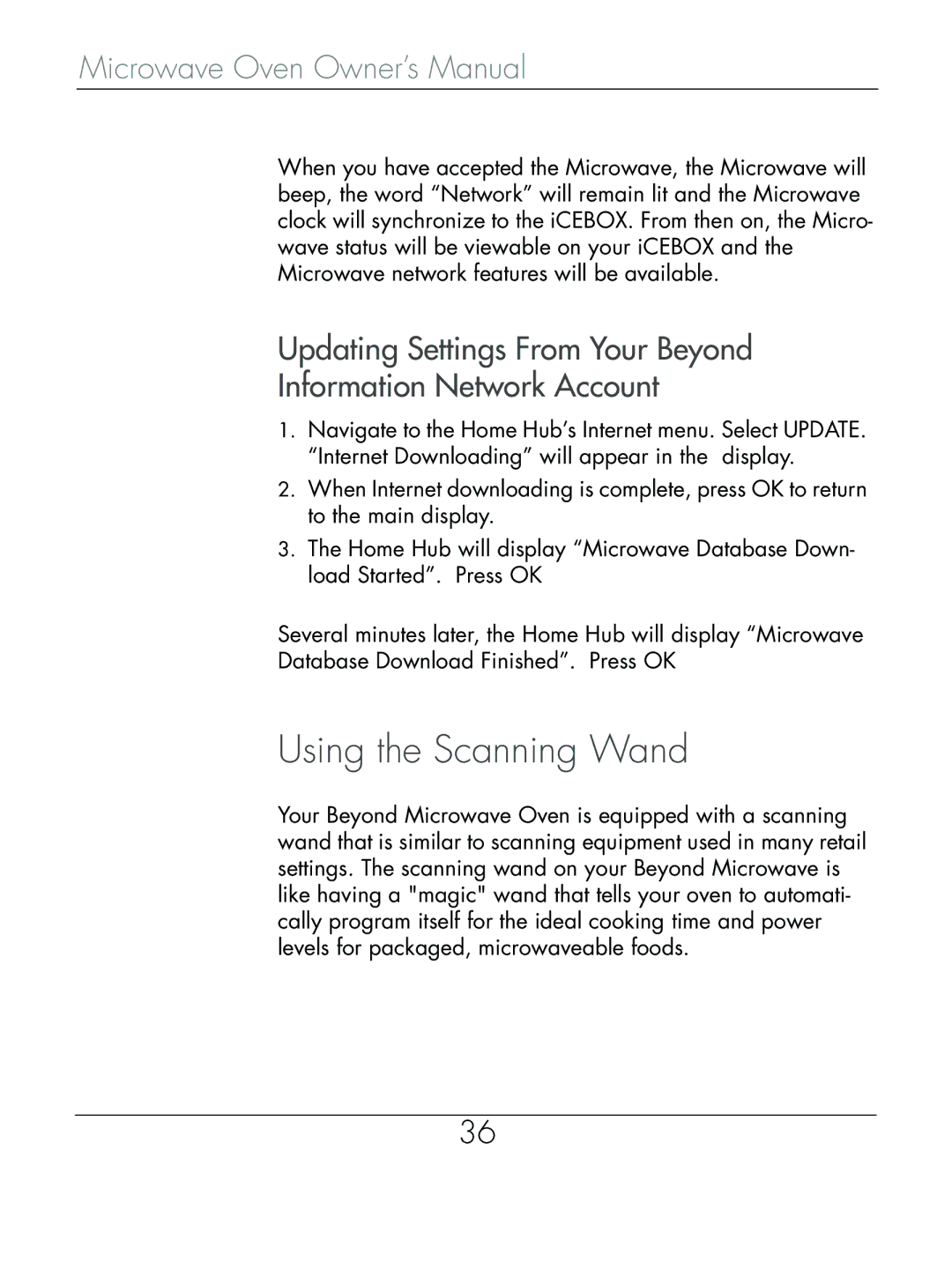 Beyond Microwace Oven manual Using the Scanning Wand 