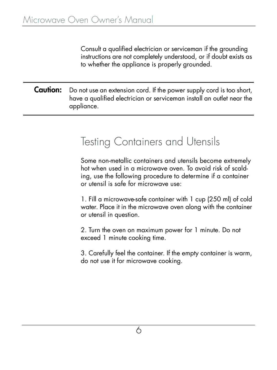 Beyond Microwace Oven manual Testing Containers and Utensils 