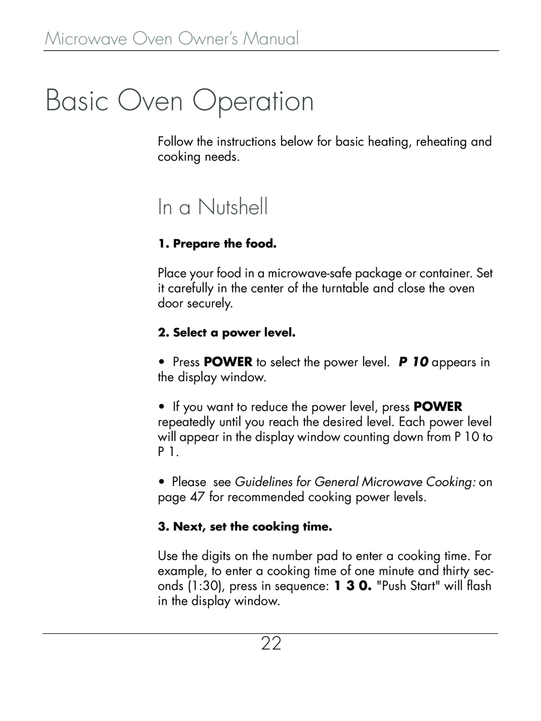 Beyond Microwace Oven manual Basic Oven Operation, In a Nutshell 