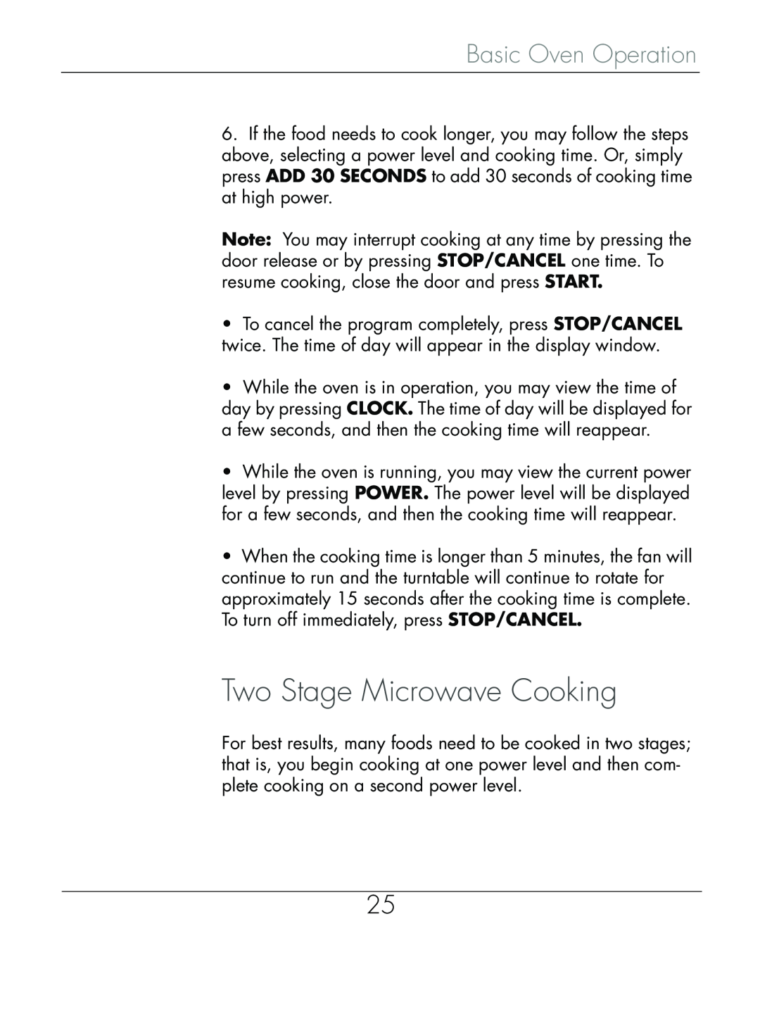 Beyond Microwace Oven manual Two Stage Microwave Cooking, Basic Oven Operation 