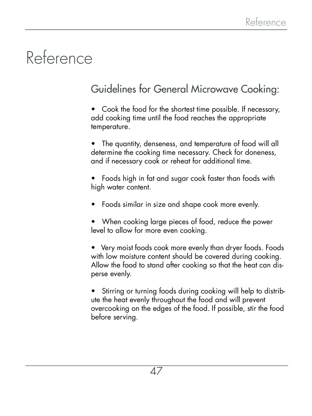Beyond Microwace Oven manual Reference, Guidelines for General Microwave Cooking 