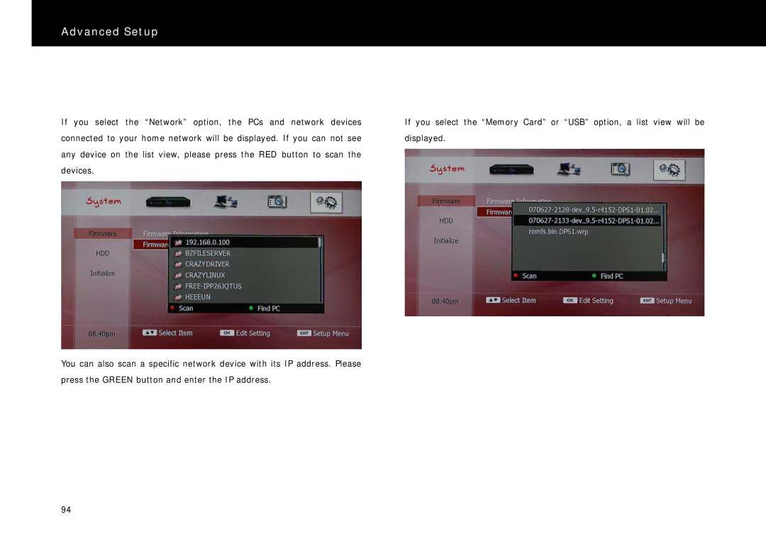 Beyonwiz DP-H1 manual Advanced Setup 