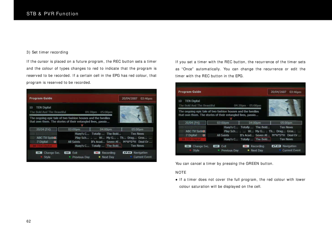 Beyonwiz DP-H1 manual Set timer recording 