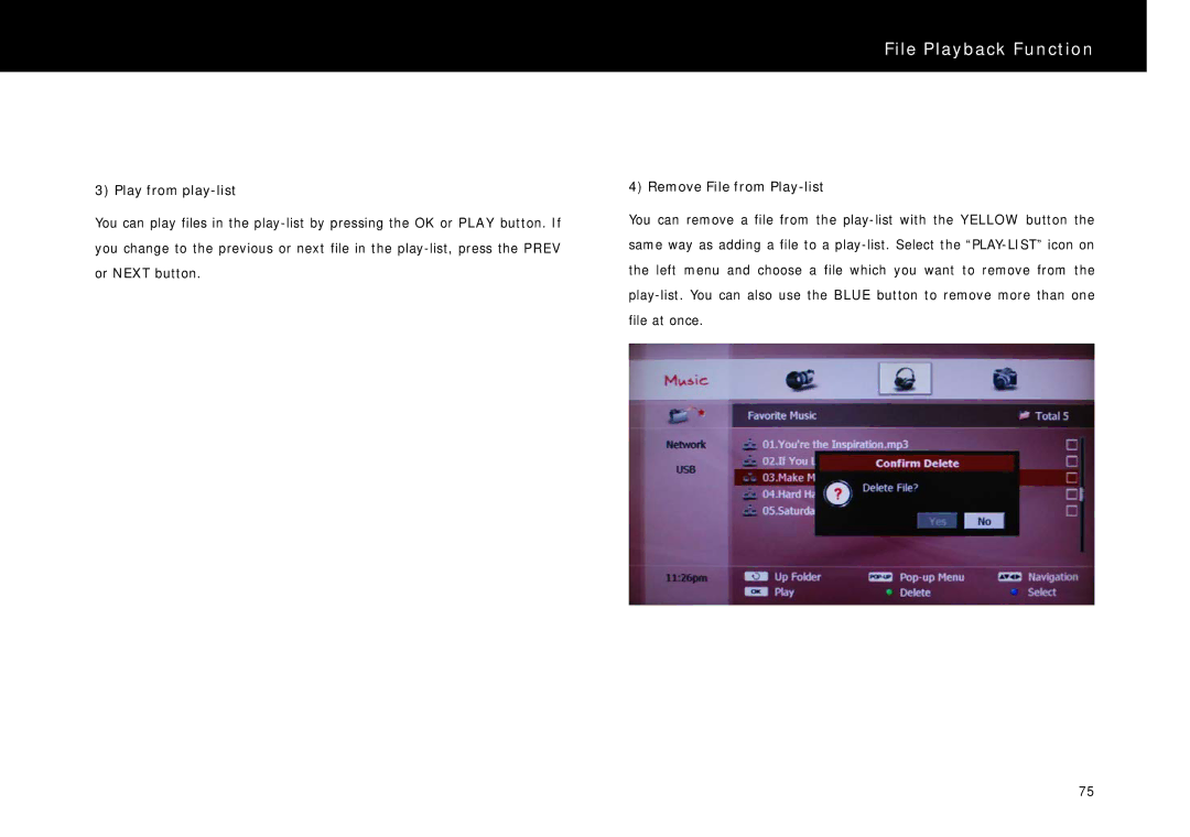 Beyonwiz DP-H1 manual Play from play-list, Remove File from Play-list 