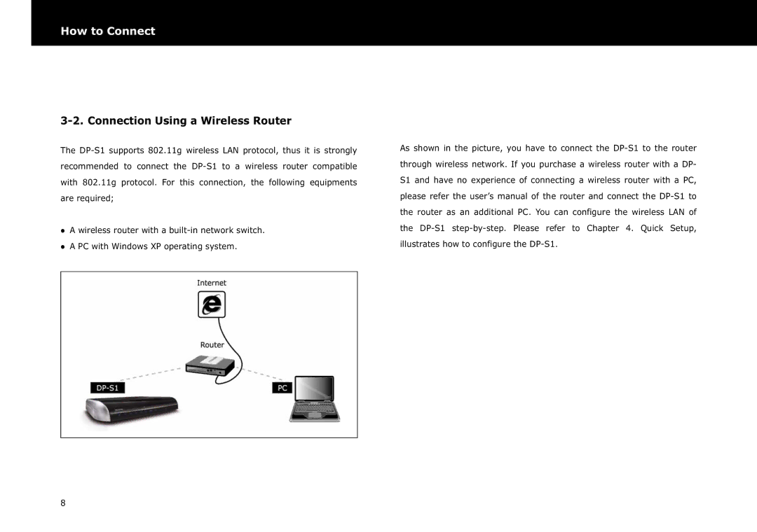 Beyonwiz DP-S1 manual Connection Using a Wireless Router 