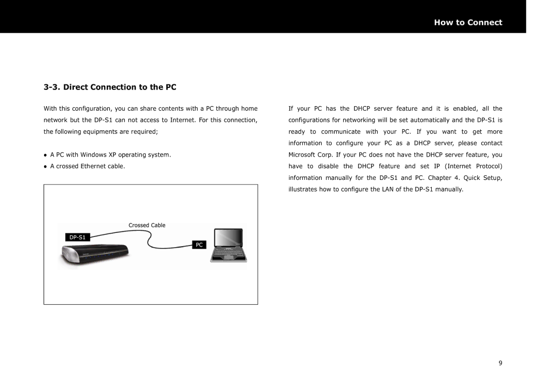 Beyonwiz DP-S1 manual Direct Connection to the PC 