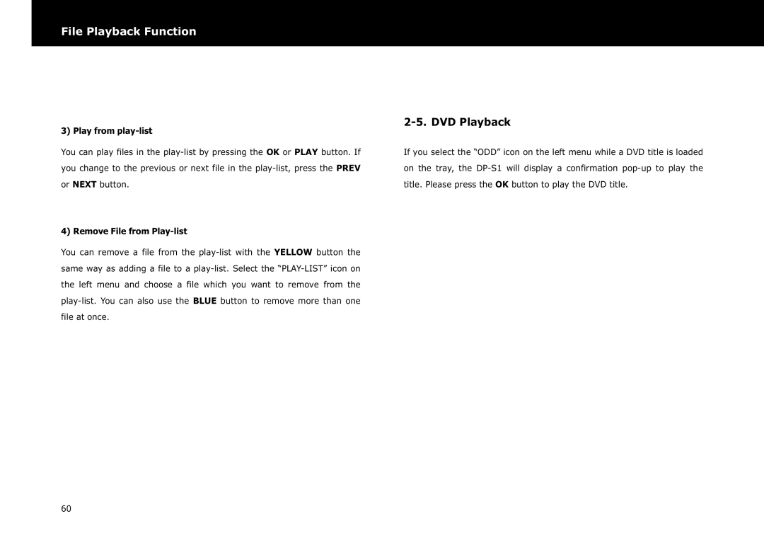 Beyonwiz DP-S1 manual DVD Playback, Play from play-list, Remove File from Play-list 