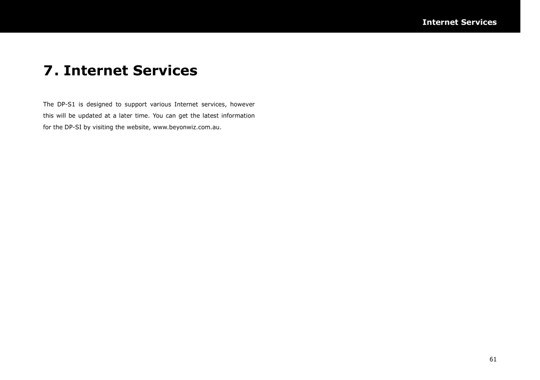 Beyonwiz DP-S1 manual Internet Services 