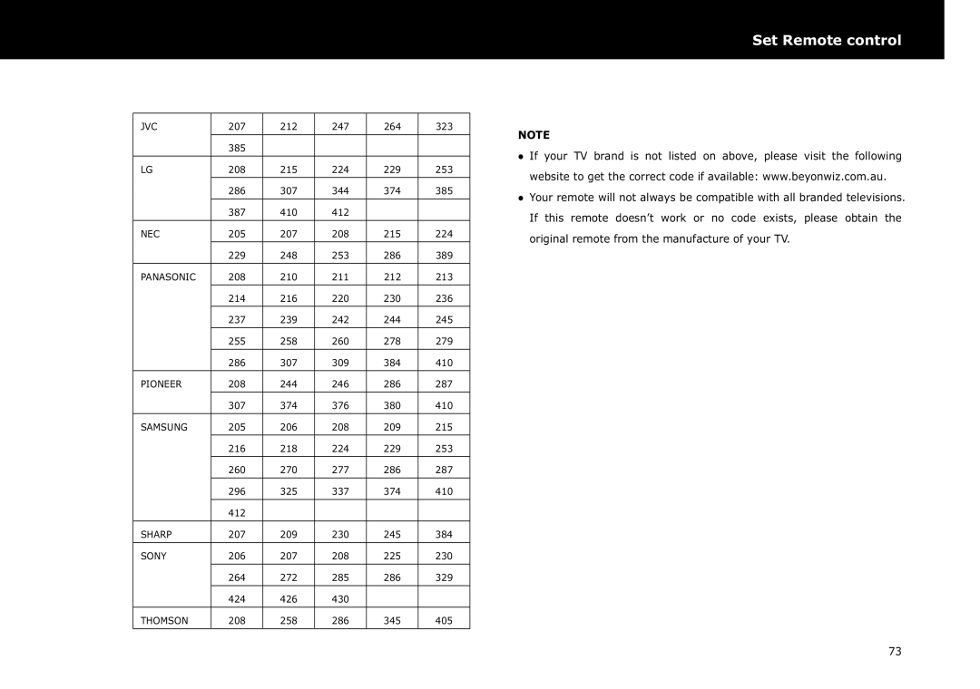 Beyonwiz DP-S1 manual Jvc 