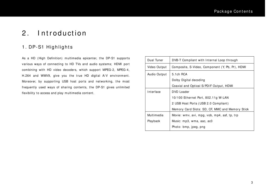 Beyonwiz manual Introduction, DP-S1 Highlights 