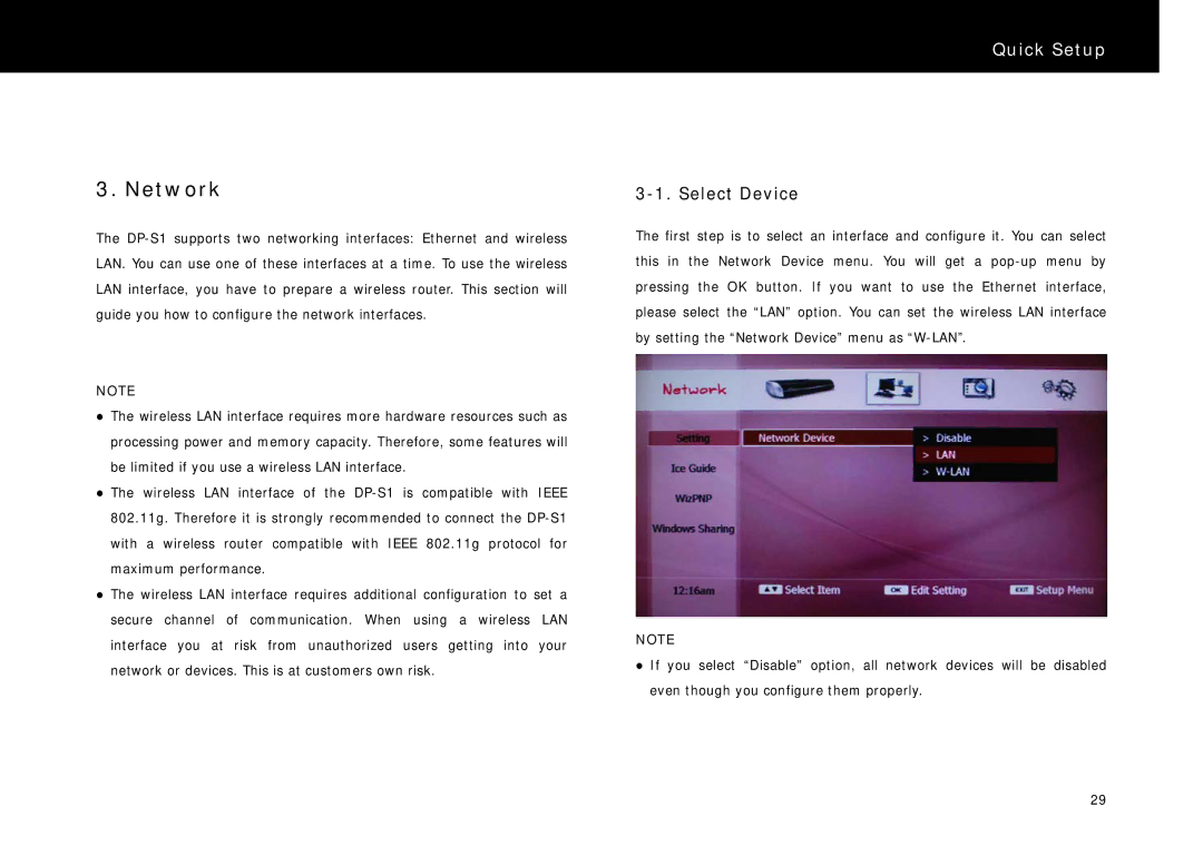 Beyonwiz DP-S1 manual Network, Select Device 