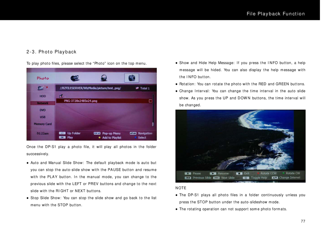 Beyonwiz DP-S1 manual Photo Playback 