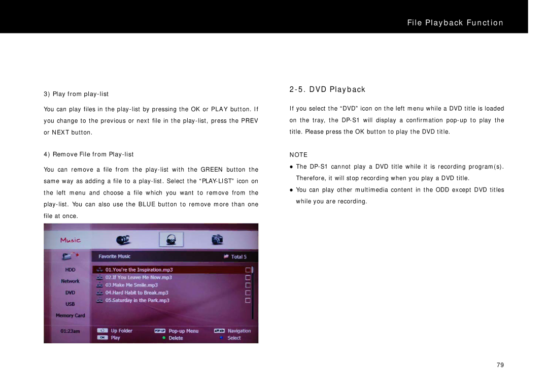 Beyonwiz DP-S1 manual DVD Playback, Play from play-list, Remove File from Play-list 