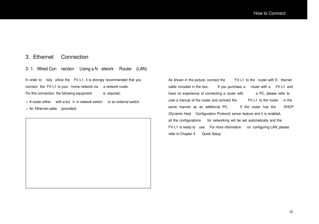 Beyonwiz FV-L1 manual Ethernet Connection, Wired Connection Using a Network Router LAN 