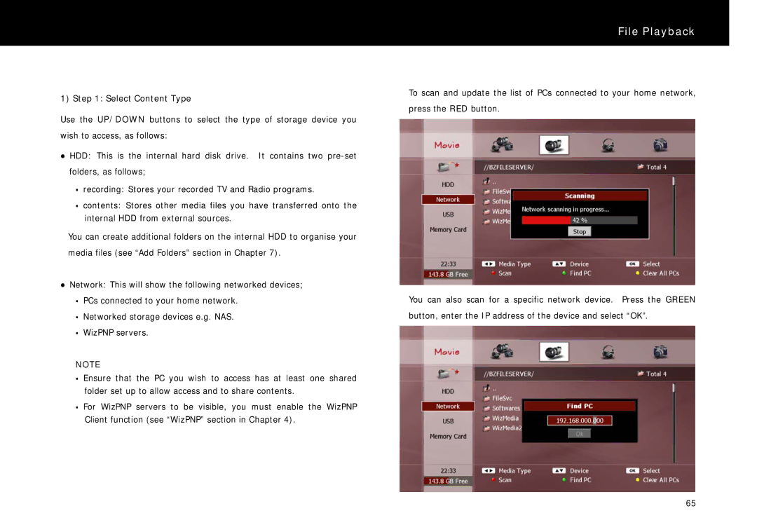 Beyonwiz FV-L1 manual Select Content Type 