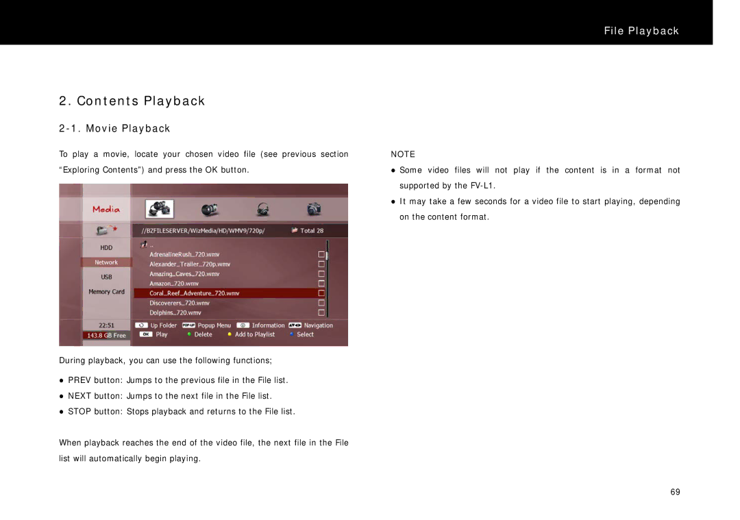 Beyonwiz FV-L1 manual Contents Playback 